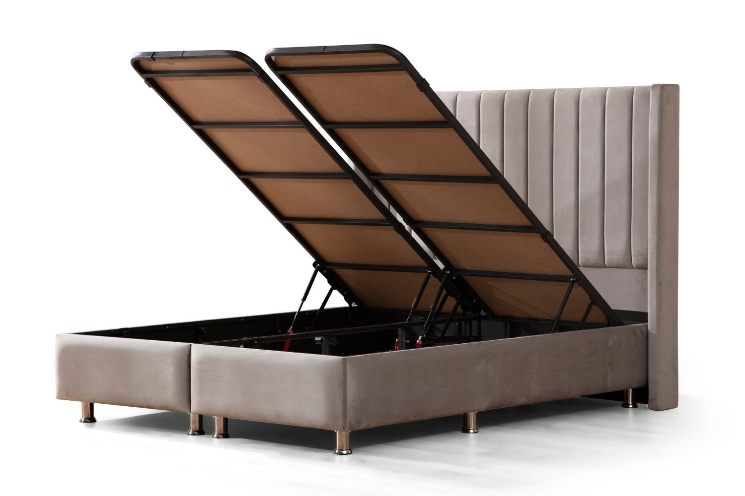 Pack complet Lit coffre Tokyo Gris + Matelas Nova Premium 32cm