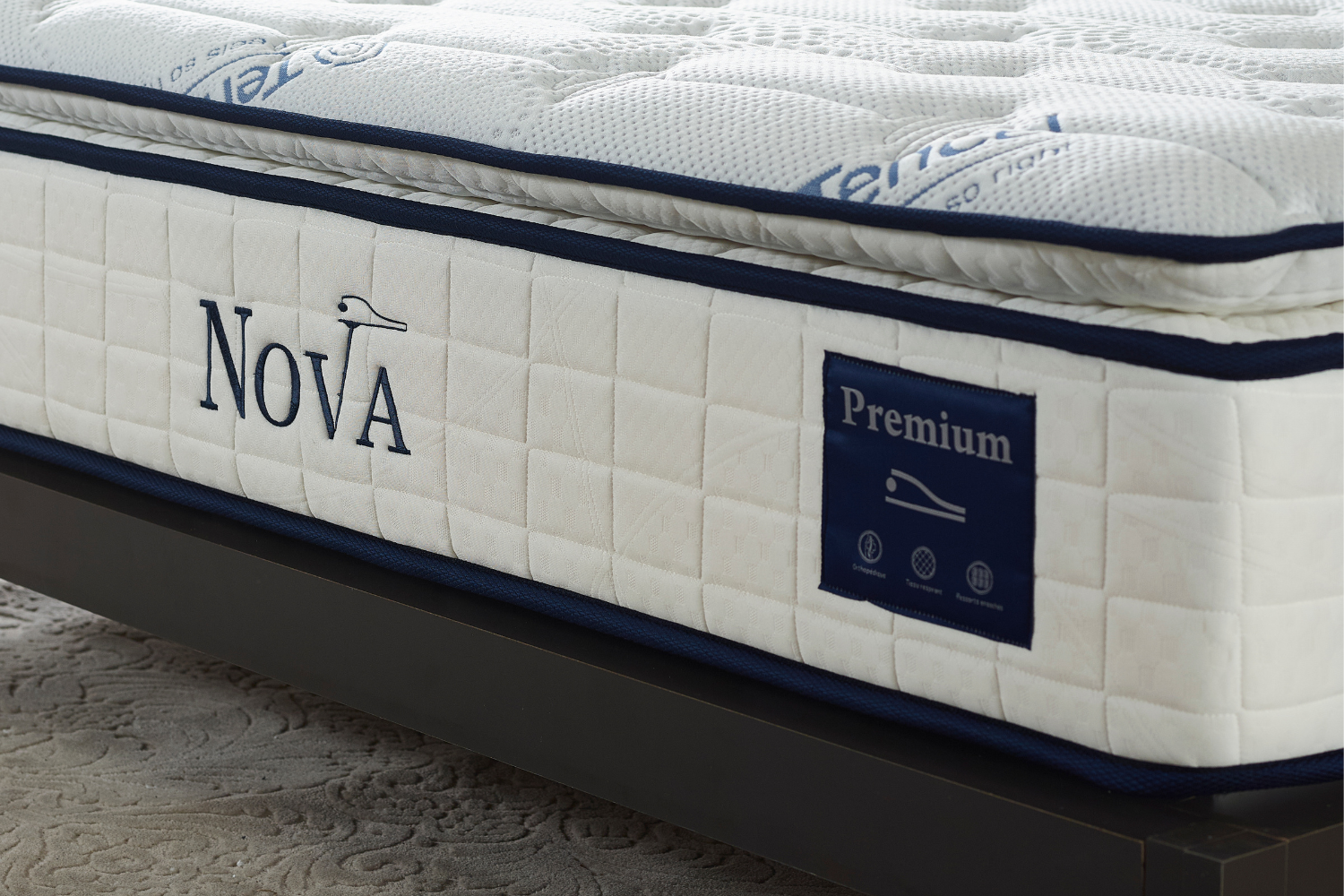 Pack complet Lit coffre Tokyo Gris + Matelas Nova Premium 32cm