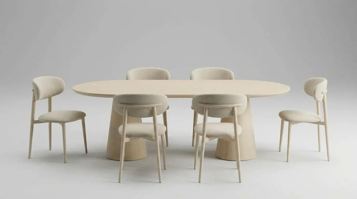 Pack Table à manger Iconique Travertin 180cm + 4 chaises Bohème Chenille Travertin