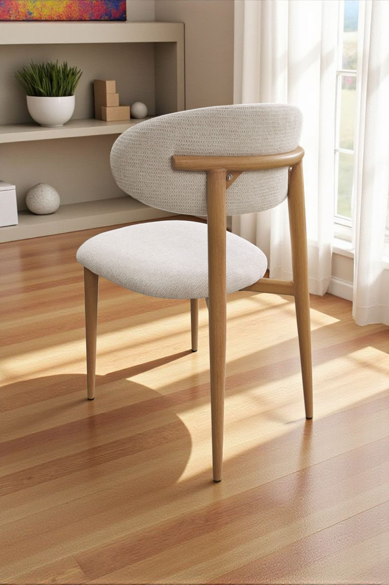 Chaise Bohème Chenille Beige Bois