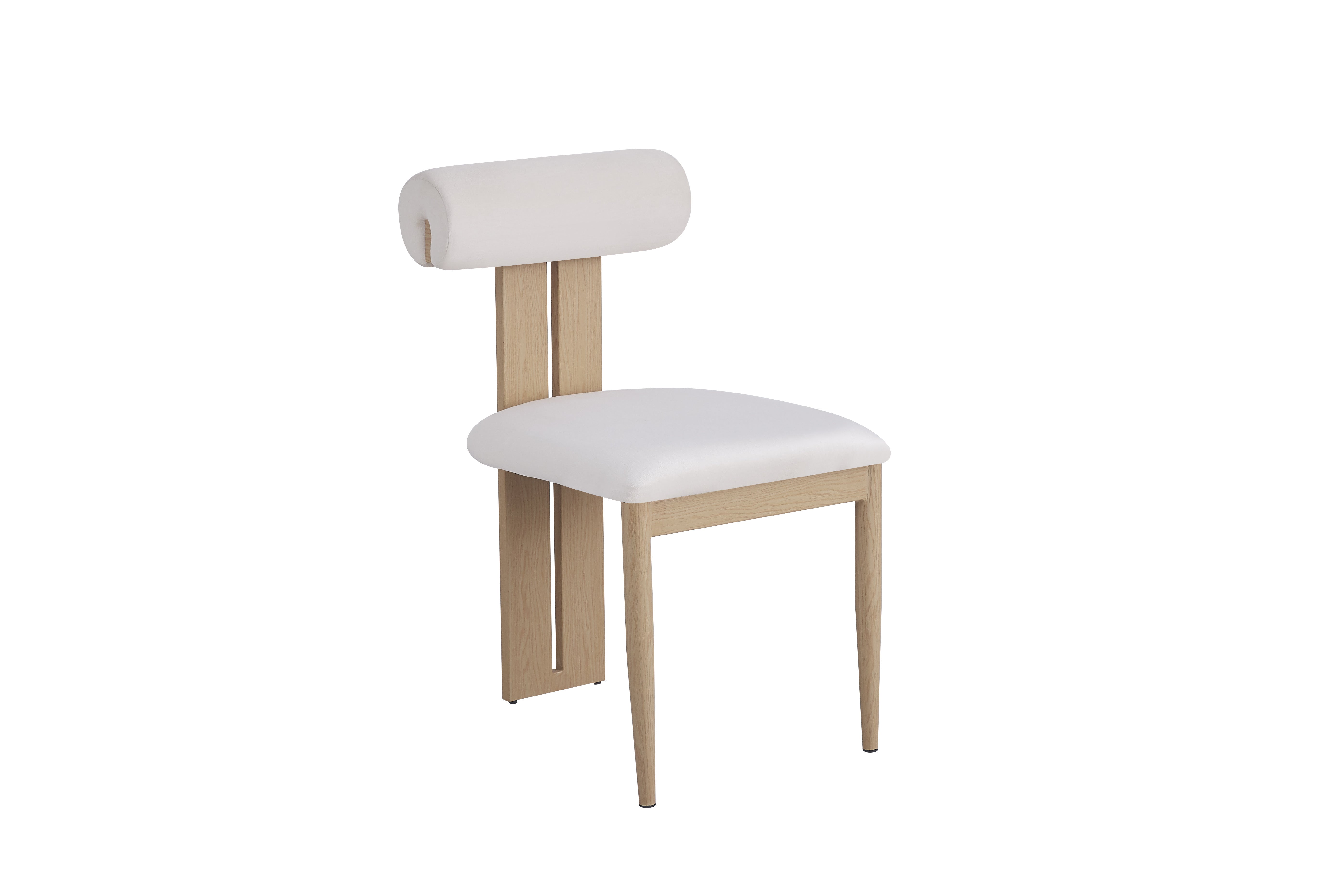 Chaise Tiffany Pied Effet Bois Velours Beige