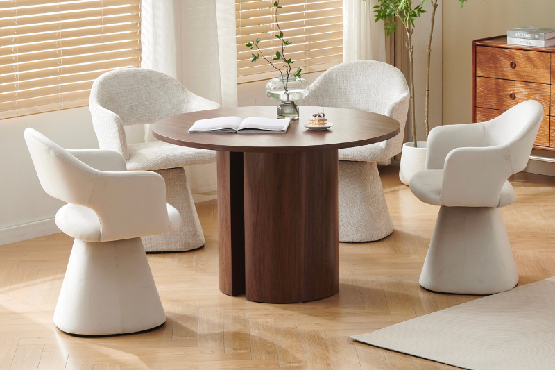 Table à manger Victoria Noyer Ronde 1m10