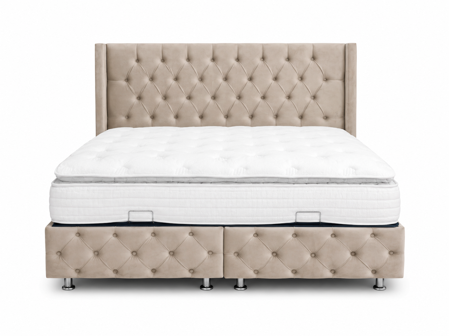 Lit coffre Armony Clouté Beige