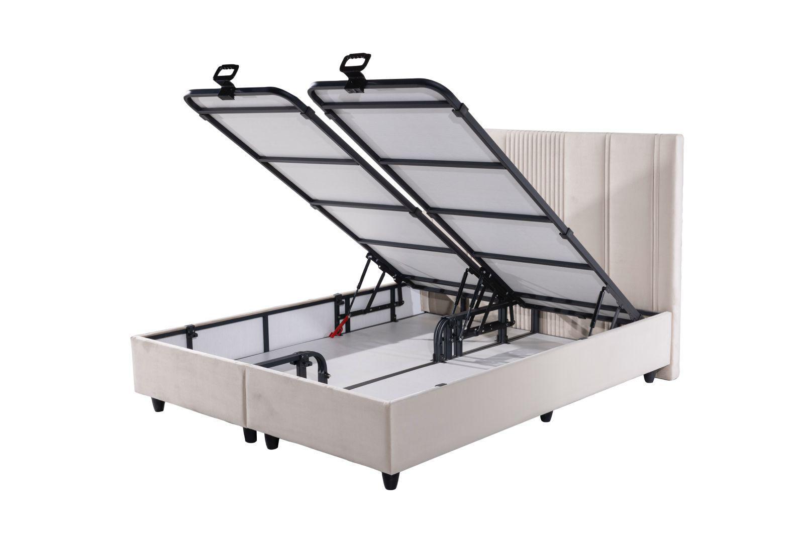 Pack complet Lit coffre Lugano Beige + Matelas 30cm