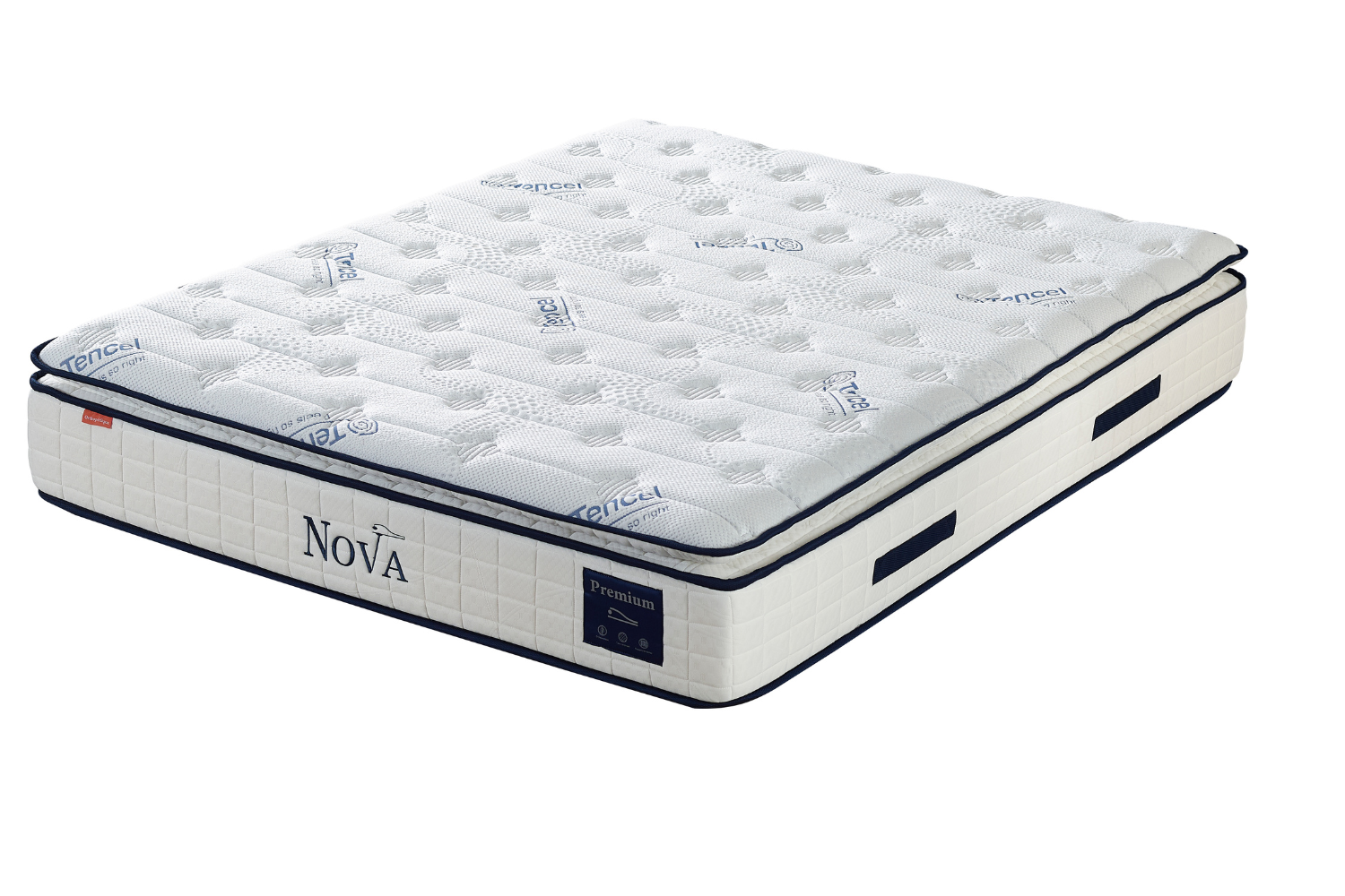 Pack complet Lit coffre Armony Clouté Beige + Matelas Nova Premium 32cm