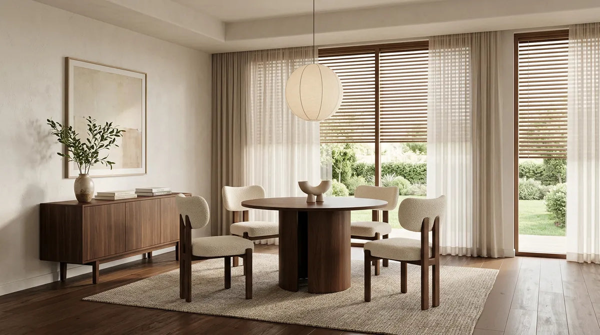 Pack Table à manger Victoria 110cm + 4 chaises Hera Chenille Noyer
