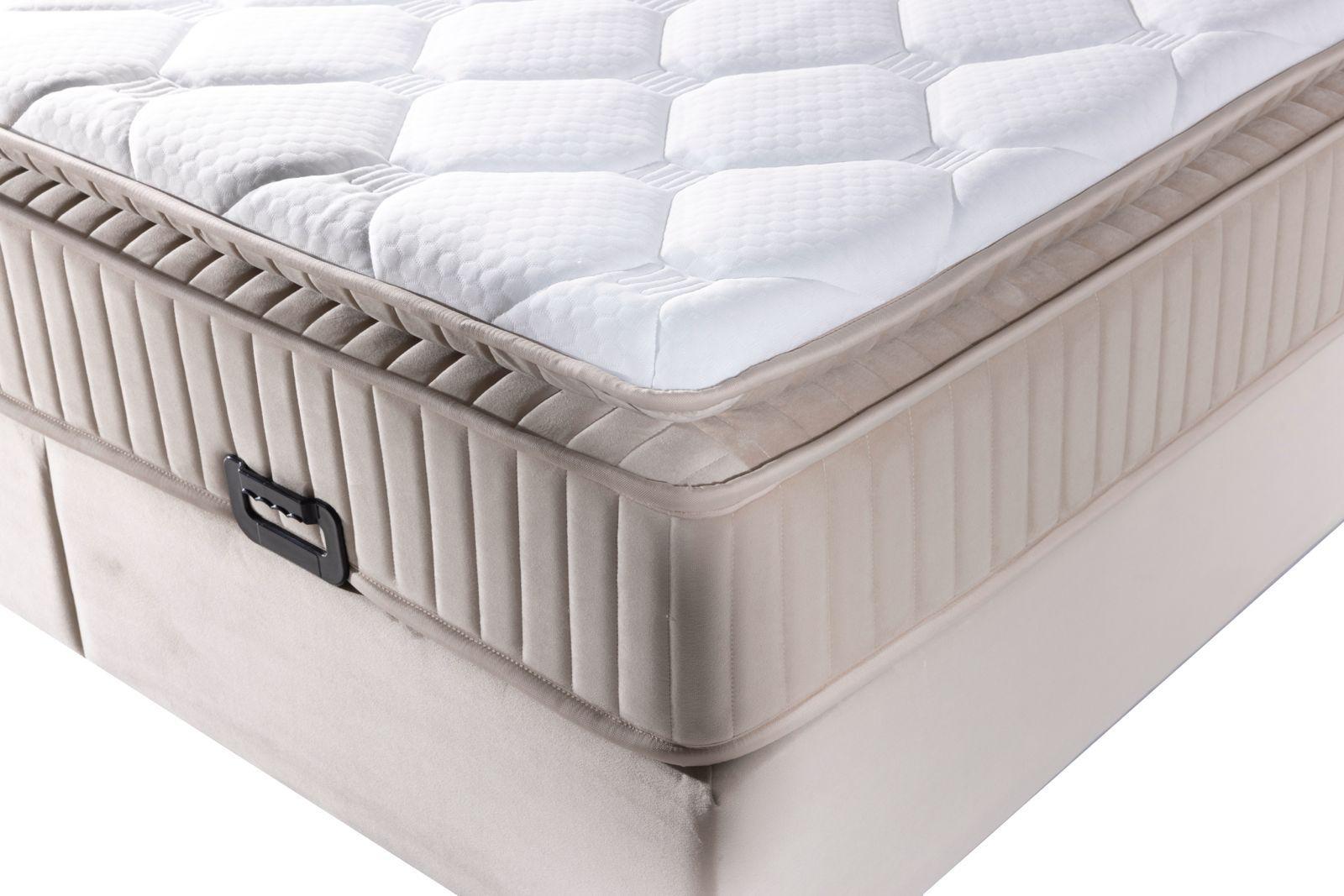 Pack complet Lit coffre Lugano Beige + Matelas 30cm