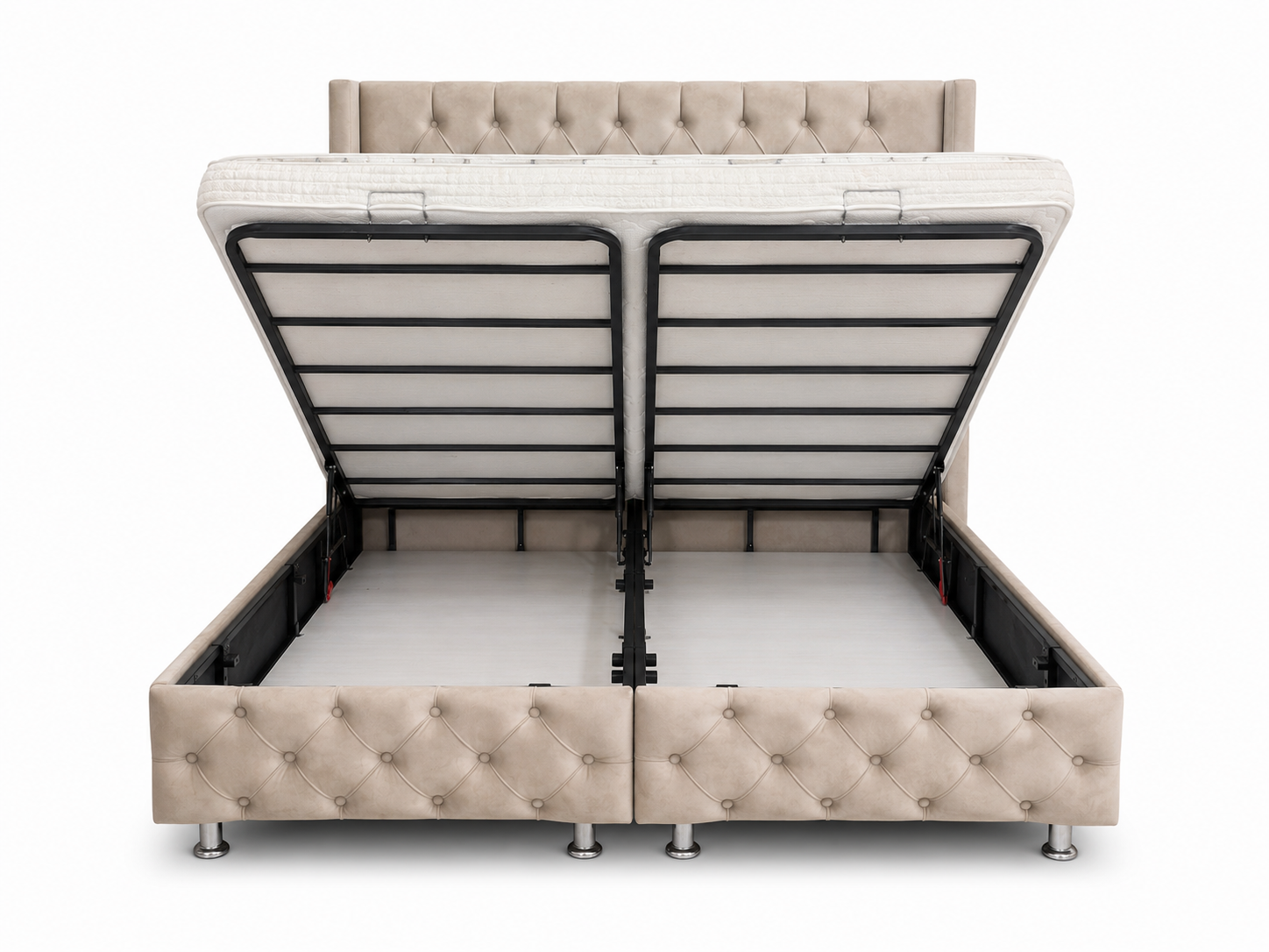 Lit coffre Armony Clouté Beige