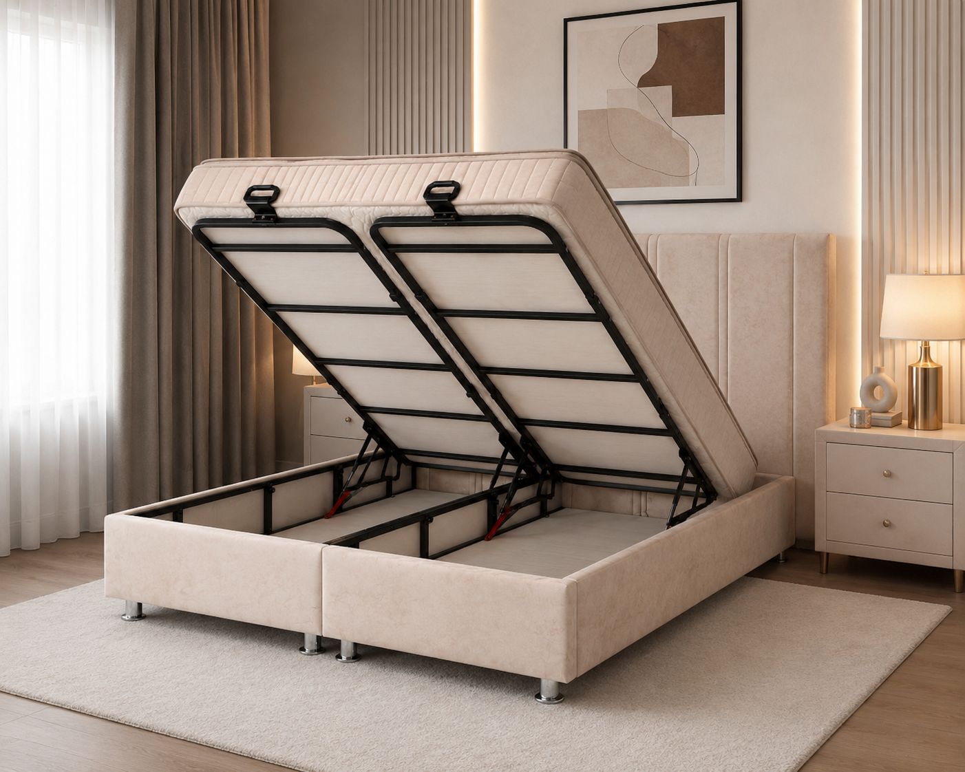 Lit coffre Lugano Beige