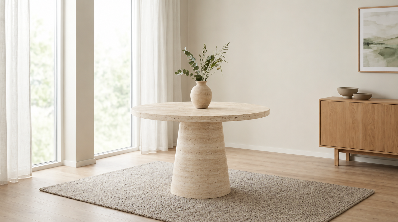 Table à manger Extensible Oriano Travertin  100-140-180cm