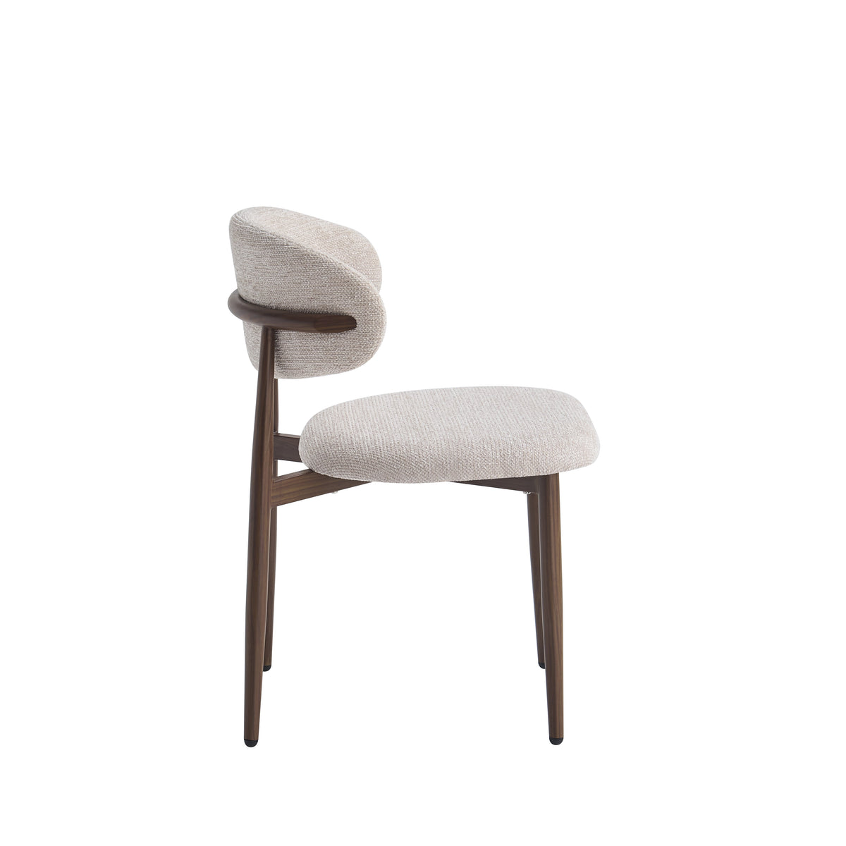 Pack Table à manger Léa + 4 chaises Bohème Chenille Noyer