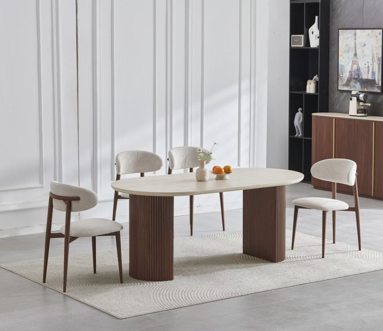 Table à manger Calypso Travertin Noyer 1m80