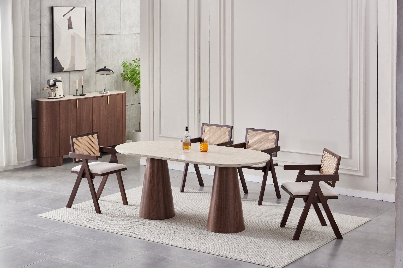 Table à manger Iconic Travertin Noyer 1m80