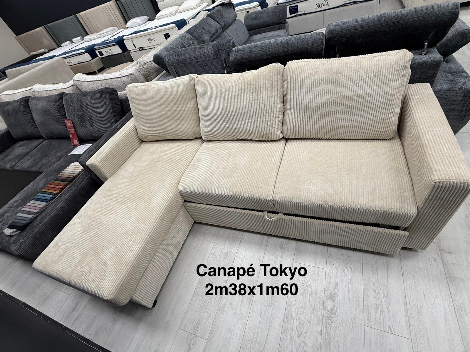Canapé d'angle Tokyo Beige Côtelé