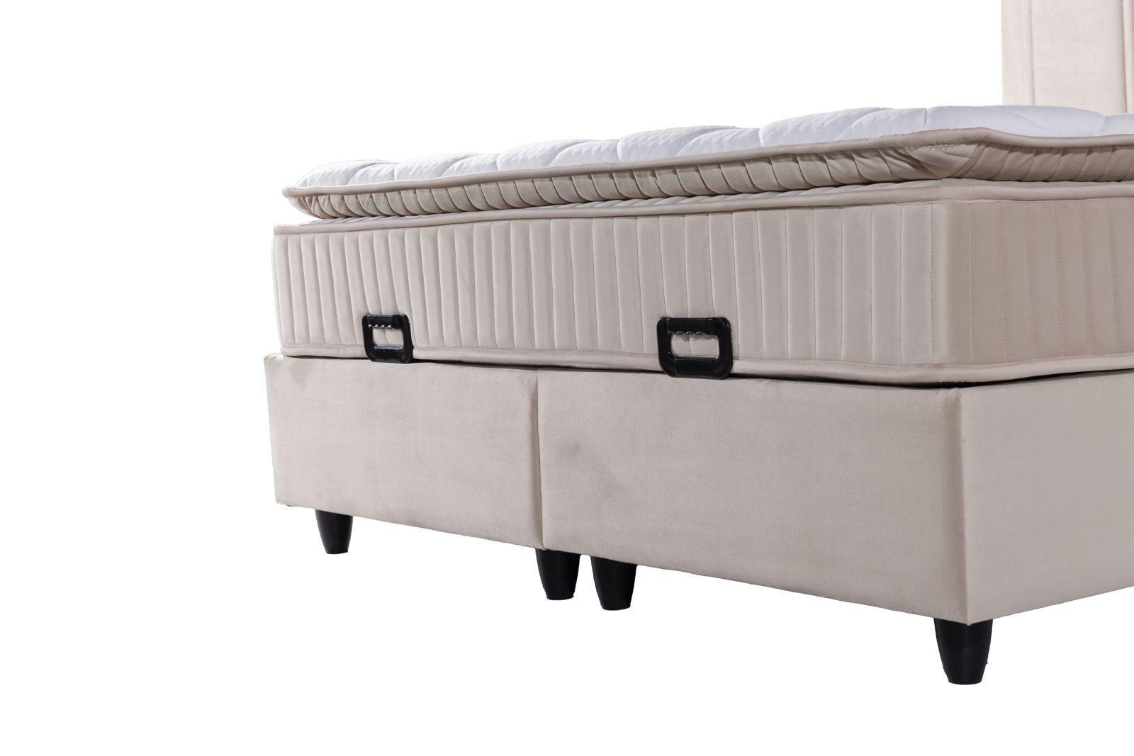 Pack complet Lit coffre Lugano Beige + Matelas 30cm