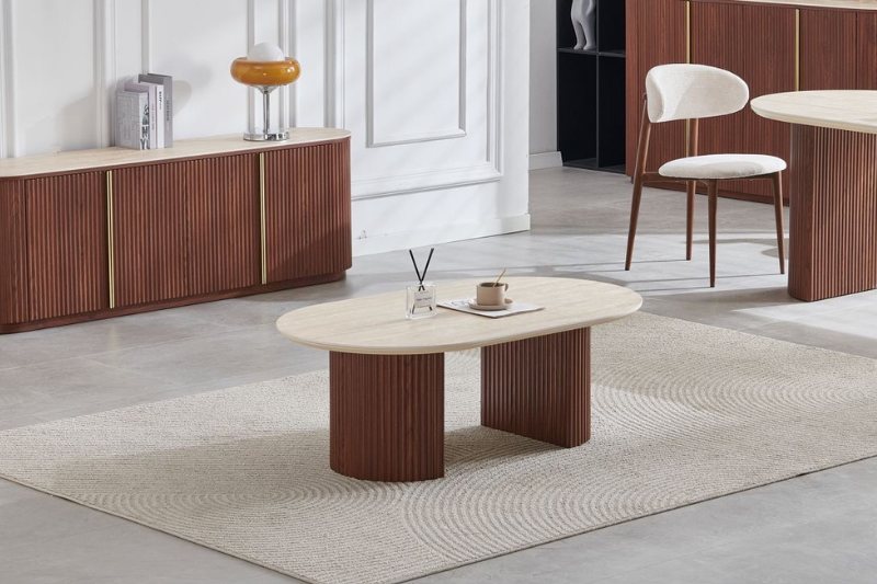 Table basse Calypso Noyer Travertin